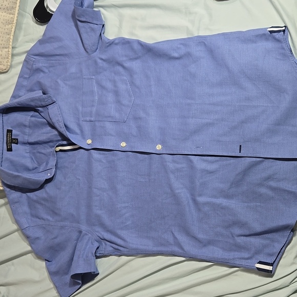 Banana Non-iron Tailored Slim Fit  Button Up Shirt Blue Sz Medium - Picture 10 of 10